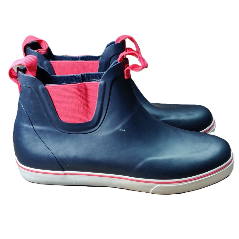 Ocean + Coast Women's Navy Pink Rain Chelsea Ankle Boots Waterproof Size 7M